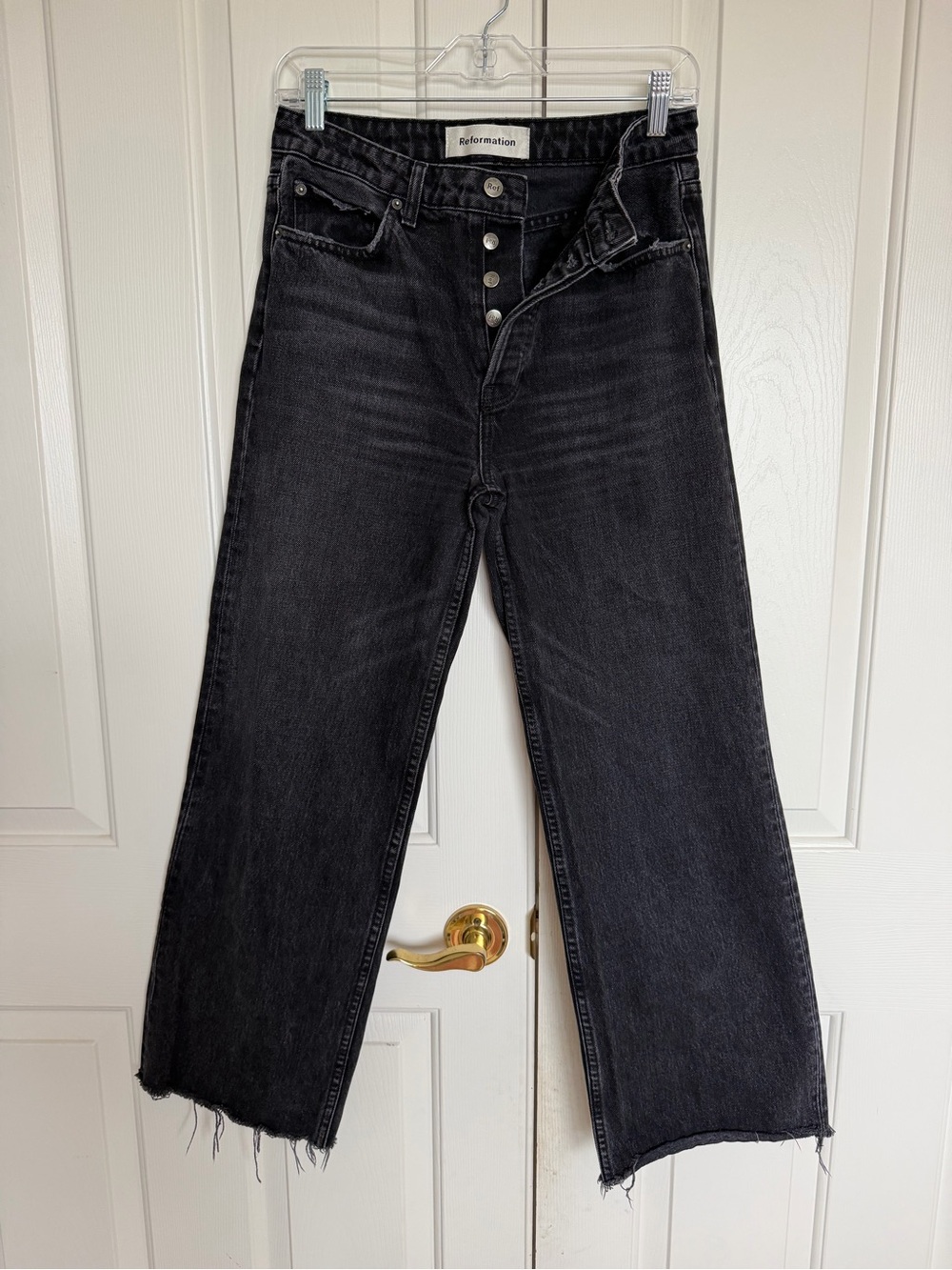 Reformation Washed Black Wide-Leg High-Rise Jeans